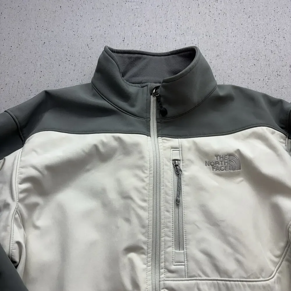 The North Face Apex Bionic Jacket Mens Large L White Grey Colorblock Softshell